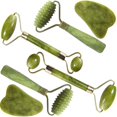 thumbnail image 1 of Jade Roller Gua Sha Scraping Massage Tool Ridged Roller Jade Stone Facial Roller Anti-wrinkle Face Beauty Set 100% Natural Facial Jade Stone Set Anti Aging, 1 of 1