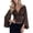 Brown, variant on Women's V Neck Flared Bell Sleeve Solid Color Waist Cinched Cropped Top Fitted Ruffle Blouse for Party Dating Evening Summer