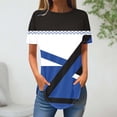 thumbnail image 1 of Blouses pour Femmes, T-Shirt à Col Rond Imprimé Patchwork Mode pour Femmes, Manches Courtes Amples, 1 of 3