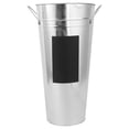 thumbnail image 1 of 1 pieza de cubo de hoja de hierro para flores con pegatina de pizarra impermeable, contenedor de flores hidropónico, maceta de jardín, bañera de flores para tienda de flores, plata, 1 of 7