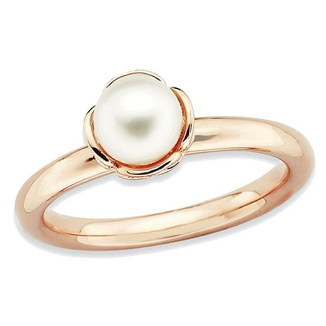 Freshwater Cultured Pearl Ring in Rose Pink Plated Sterling Silver