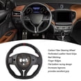 thumbnail image 3 of Real Carbon Fiber Steering Wheel, Car Steering Wheel Racing Style Flat Bottom Nappa Perforated Leather Anti Oxidation Finger Ridges  for Levante M161, 3 of 7