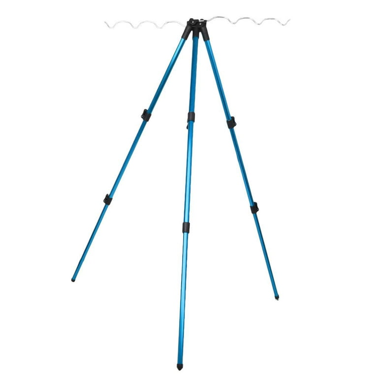 Fishing Rod Tripod Stand Portable Aluminum Alloy Telescopic Fishing Pole  Holder Mount Bracket for 7 Rods Blue