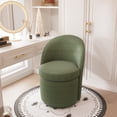 thumbnail image 5 of YOUNIKE Swivel Wingback Vanity Stool, Upholstered Accent Stool, Boucle Fabric Make-up Chair, Green, 5 of 19