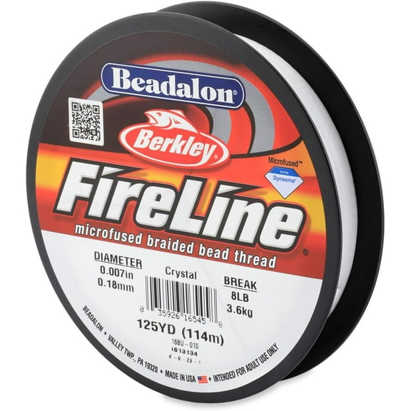 Beadalon FireLine Beading Thread by Berkley, 0.007", Break Strength 8 lb, Crystal, 125 yd