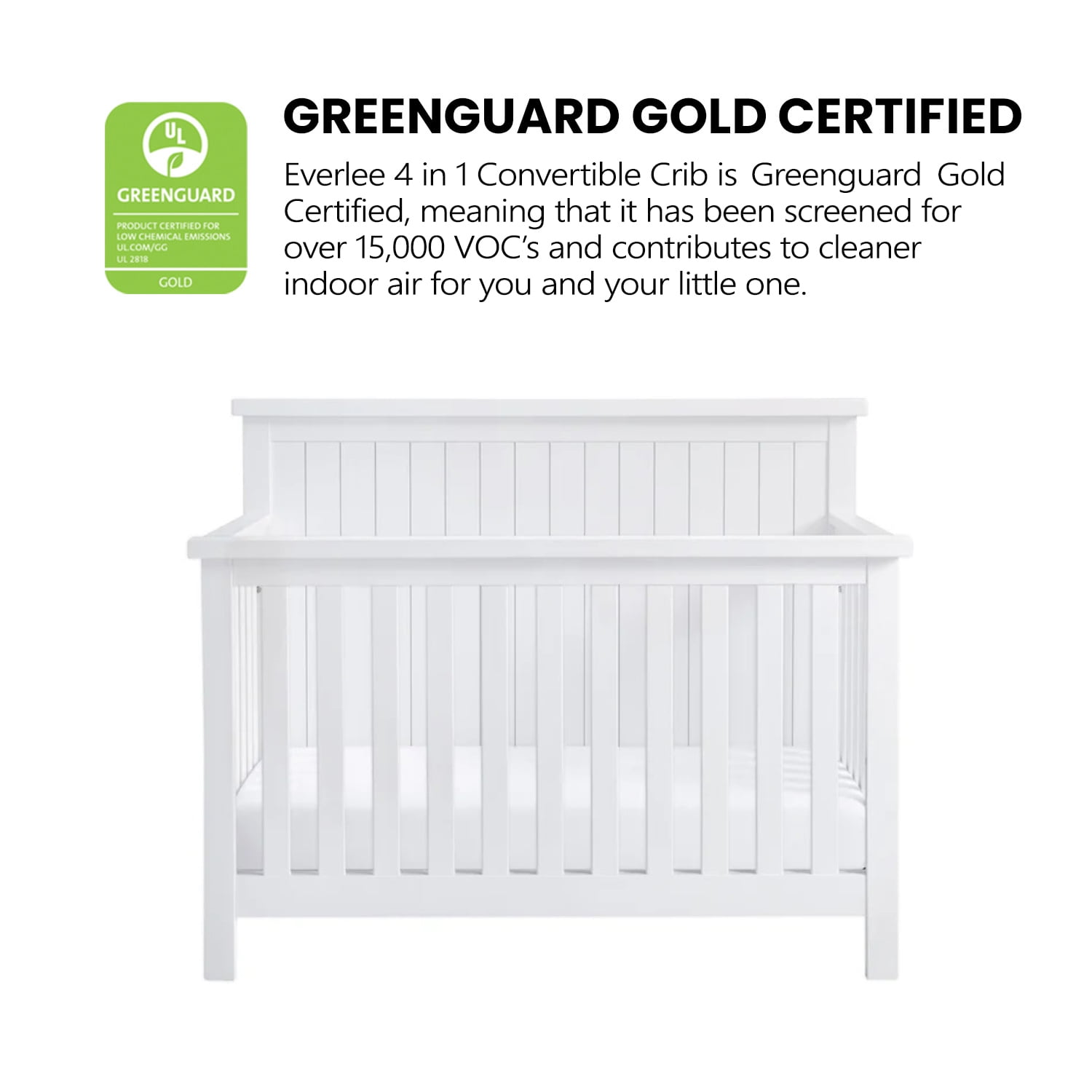 Soho Baby Everlee 4-in-1 Convertible Crib, Whitewash