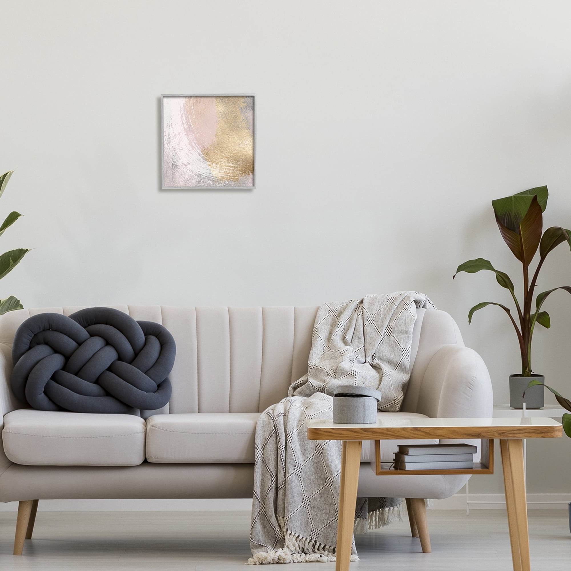 Stupell Industries Glam & Pink Abstract Abstract Painting Gray Framed Art Print Wall Art, 12 x 12