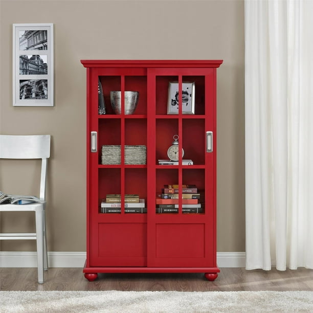 Arron Lane Bookcase With Sliding Glass, Bookcases With Sliding Glass Doors