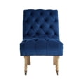 thumbnail image 3 of Hakan Navy Velvet Accent Chair - Rolled Back, Caster Front Legs, Tufted Armless, 3 of 9