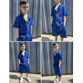 thumbnail image 7 of Arshiner Boys Summer Beach Outfits 2 Piece Casual Button Down Shirt and Shorts Set Vacation Texture Sets, 7 of 7