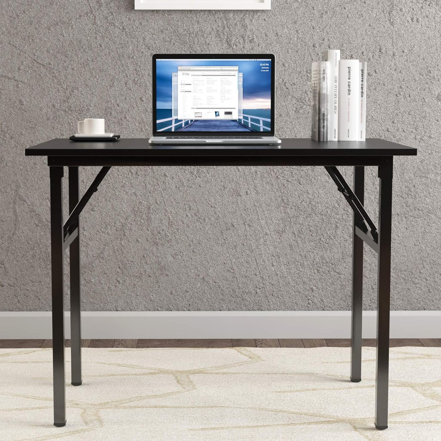 SOGES 39.4 inches Computer Desk for Small Space Small Folding Table, Black