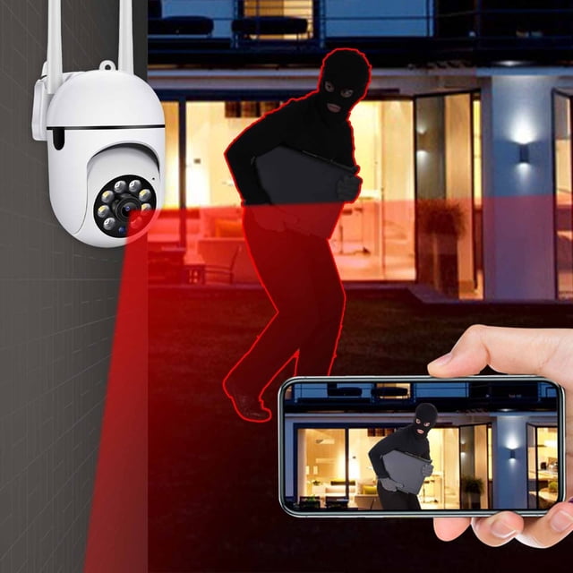 Cámaras de seguridad para exteriores, cámaras WiFi de 2,4 GHz para seguridad del hogar, cámaras de vigilancia domo 1080P con visión de 360°, cámara de seguridad con detección de movimiento y vigilanci