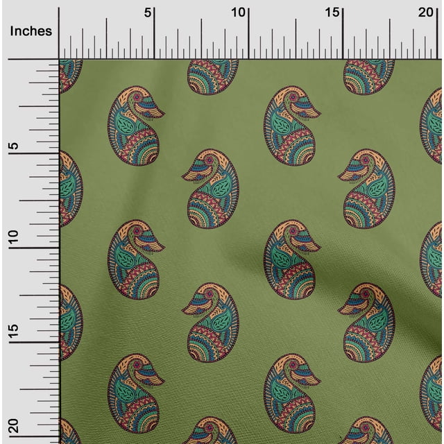 oneOone Georgette Viscose Fabric Paisley Block Printed Craft Fabric BTY 42 Inch Wide