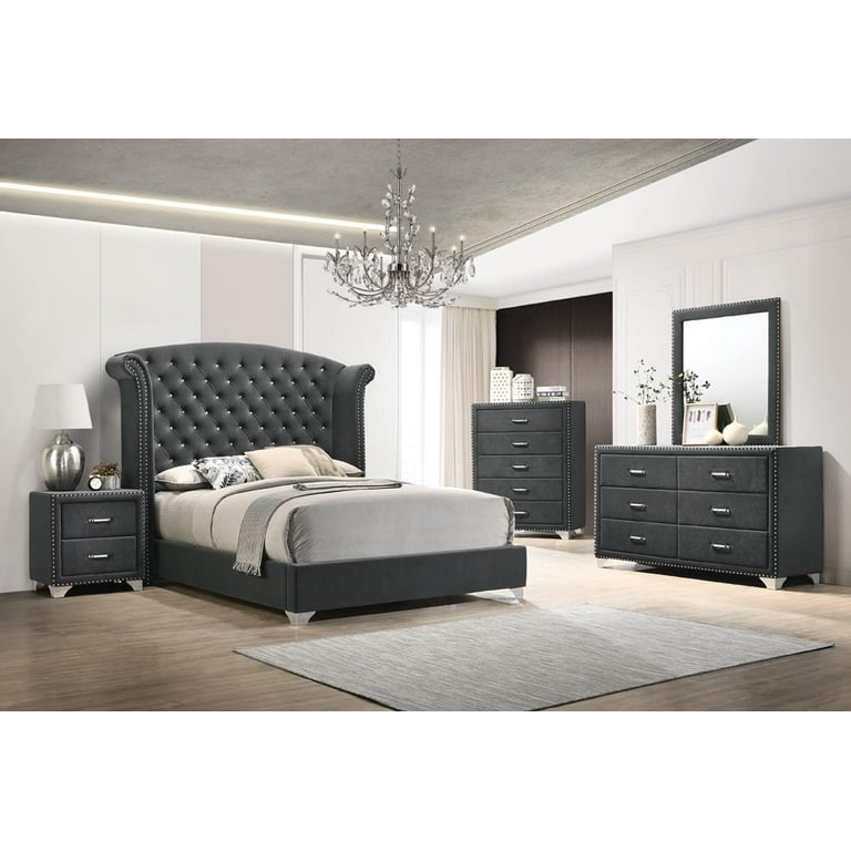 Grey upholstered nightstand discount