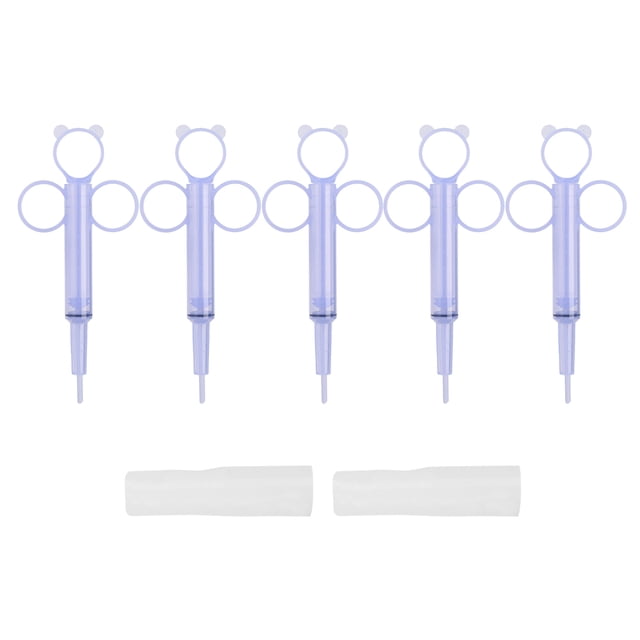 Dispensador de medicina para mascotas, 5 uds., pastillas para perros y gatos, alimentador de tabletas, aguja de inyección, jeringa, azul transparente