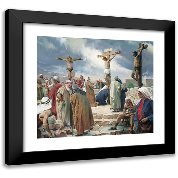 Carl Bloch 14x12 Black Modern Framed Museum Art Print Titled - Crucifixion
