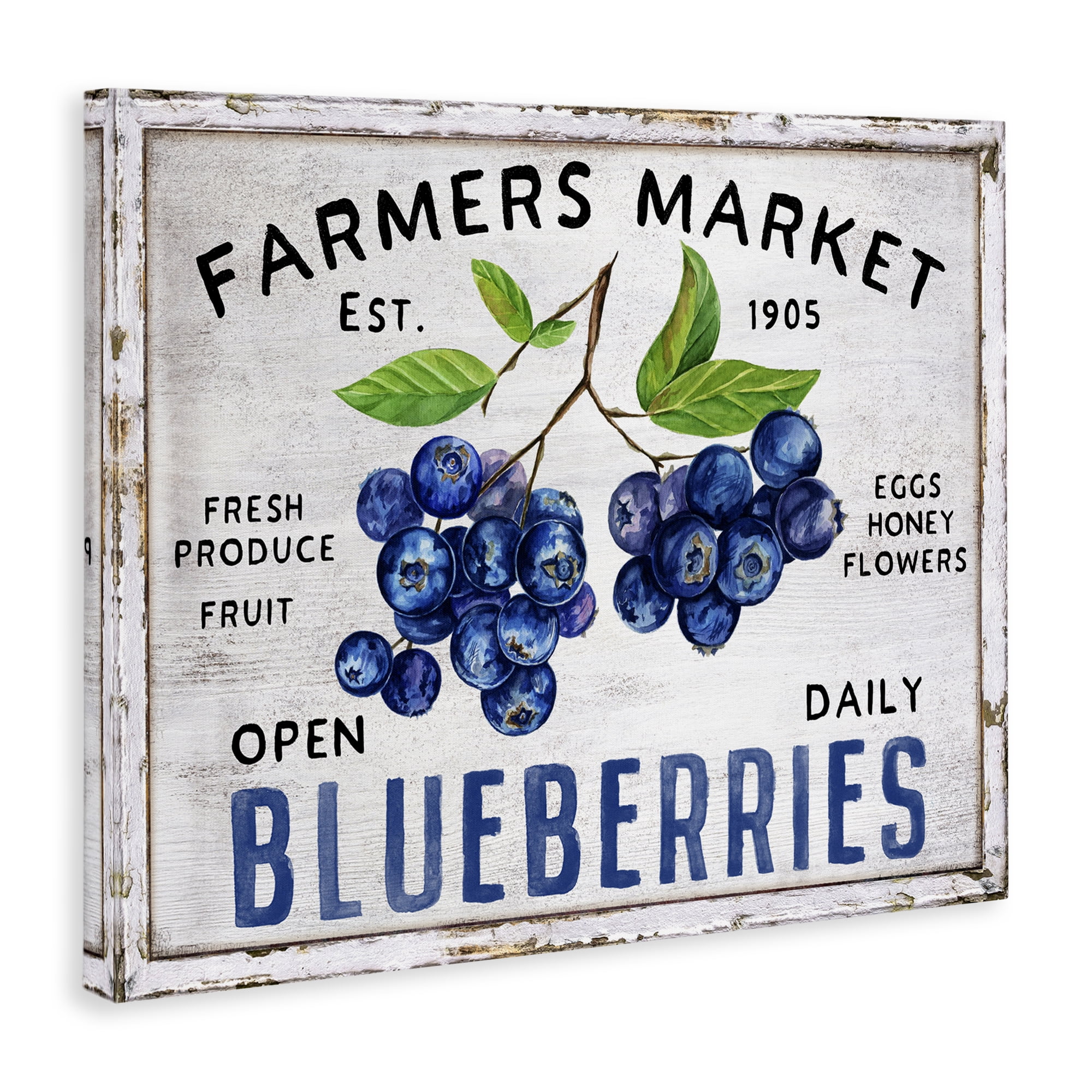 Stupell Industries Farmers Market Blueberries Food & Beverage Painting Wrapped Canvas Art Print Wall Art, 20 x 16