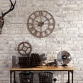 thumbnail image 4 of Reloj de pared grande con números romanos, silencioso, funciona con pilas, de cuarzo, redondo, grande, de metal, para el hogar, 4 of 5
