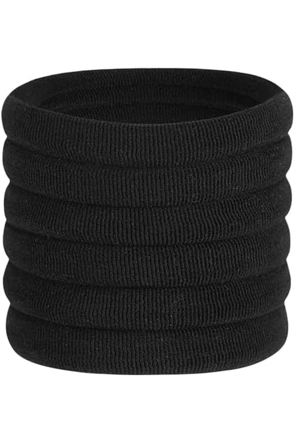 60 count 2 Inch Black No  Hair Ties for Women Thick Hair, Large Soft Seamless Nylon Fabric Elastic Hair Ties Ponytail Hair Holders Hair Elastics Hair Band for Women