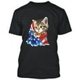 thumbnail image 2 of Funny American Flag Kitty Printed Design Man T-shirt Short Sleeve T-Shirt Soft and Comfy Shirt, Lightweight Shirt Black Tee Small, 2 of 3