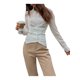 thumbnail image 4 of Sunloudy Conjunto de blusa casual para mujer, camisa de solapa de color sólido de manga larga + chaleco ajustado, blanco Sunloudy moda, 4 of 10