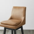 thumbnail image 6 of CHITA 26 inch Upholstered Swivel Fabric Counter Bar Stools with Back & Wood Legs,Faux Leather in Cognac Brown, 6 of 7