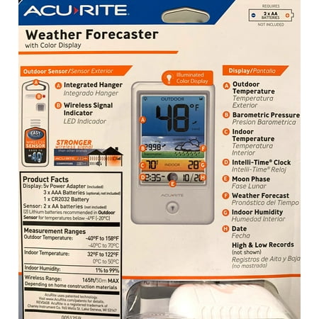 AcuRite 00512 Wireless Indoor Outdoor Weather Forecaster Digital Thermometer with Color Display