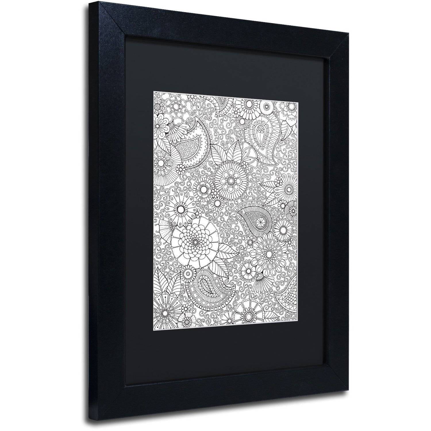 Trademark Fine Art "Paisley Floral" Canvas Art by Hello Angel, Black Matte, Black Frame