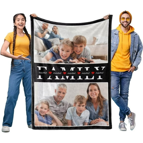 AISENIN Customizable Photo Blanket Customized Blankets with Picture, Personalized Couple Gifts for Women Men, Personalized Gifts for Friends 2 Photos