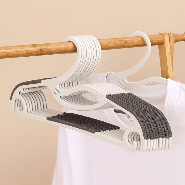Organizadores de armario y almacenamiento, 10 perchas antideslizantes, lo suficientemente fuertes como para ahorrar espacio, perchas domésticas adecuadas para todo tipo de ropa, húmeda o seca, perchas