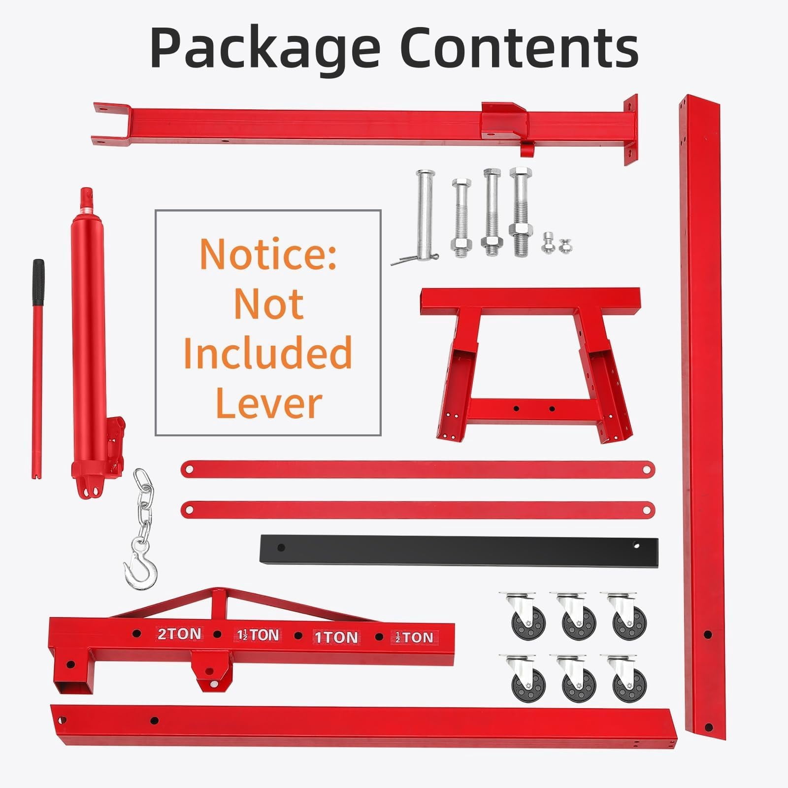 GOGRANT T Red 4000 LB Max Weight, Hydraulic Engine Hoist Lifting Hoist