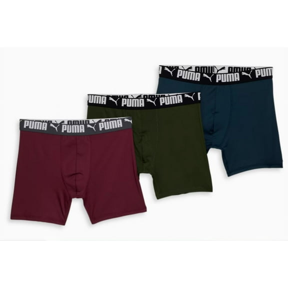 PUMA MEN'S 3 PACK - 233 PHR GREEN BLUE - XLARGE - UNDERWEAR X3 BOXER BRIEF