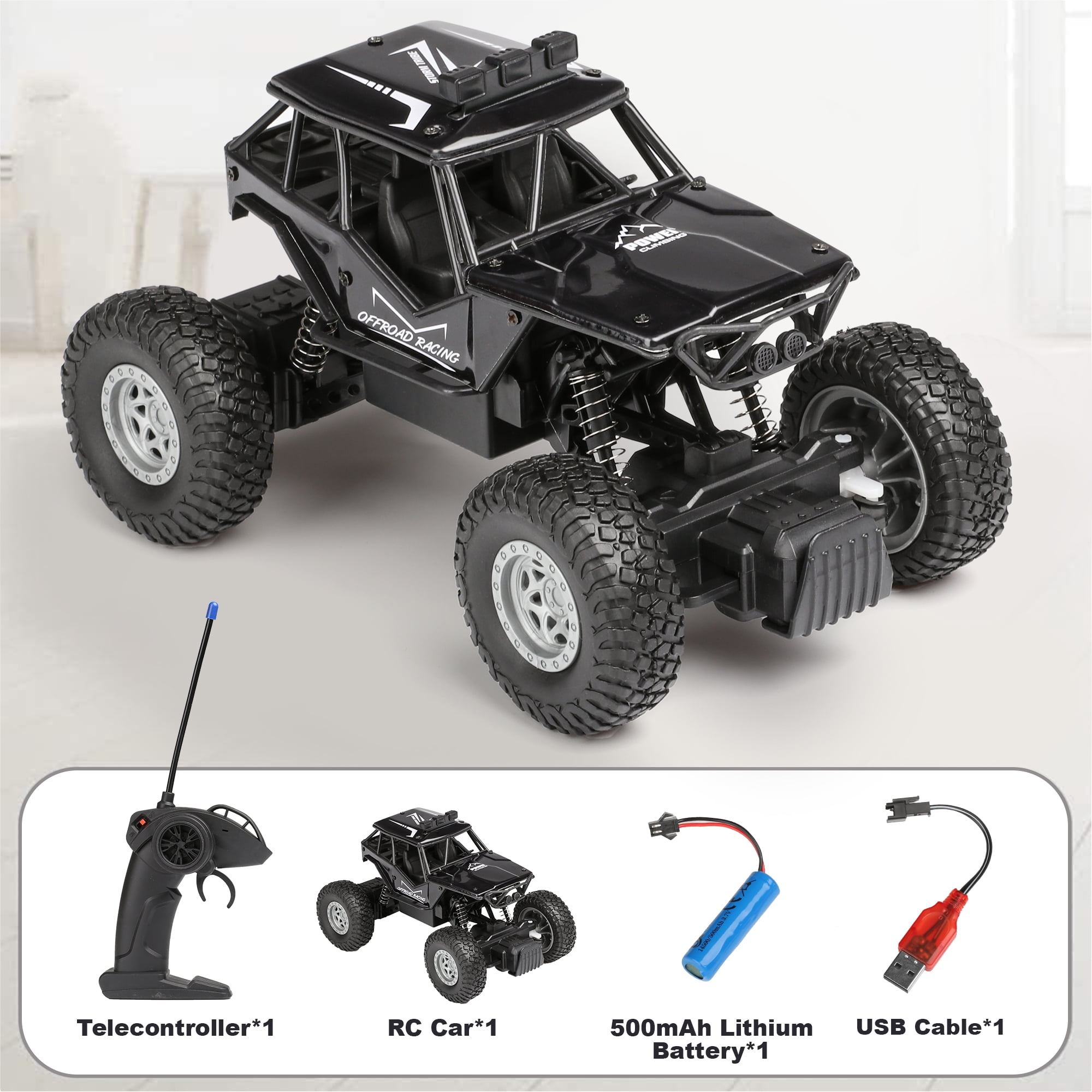 Carsky Remote Control Cars 1/18 Scale, Race Car Toys for Boys Kids 6-12 Years Old, RC High Speed 20-40KM/H Electric All Terrain Off-Road Monster Truck.（Black）