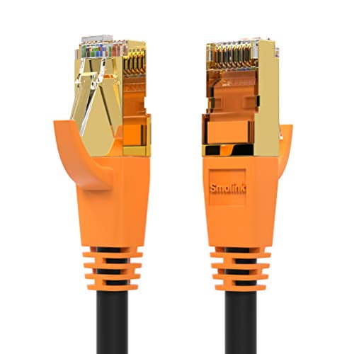 2000MHz with Gold Plated RJ45 Connector High Speed 26AWG Cat8 Network Internet LAN Cable 40Gbps Ethernet Cable CAT 8 15FT Shielded Ethernet Cable Modem Gaming Heavy Duty Weatherproof for Router