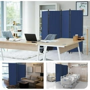 4 Panel 88 W Portable Room Dividers and Folding Privacy Screens Portable Wall For Office,Blue