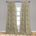 thumbnail image 2 of Vintage Window Curtains, Retro Engraved Floral Artwork Style of Repetitive Roses and Leaves, Lightweight Decor 2-Panel Set with Rod Pocket, Pair of - 28"x63", Eggshell Sage Green Taupe, by Ambesonne, 2 of 3