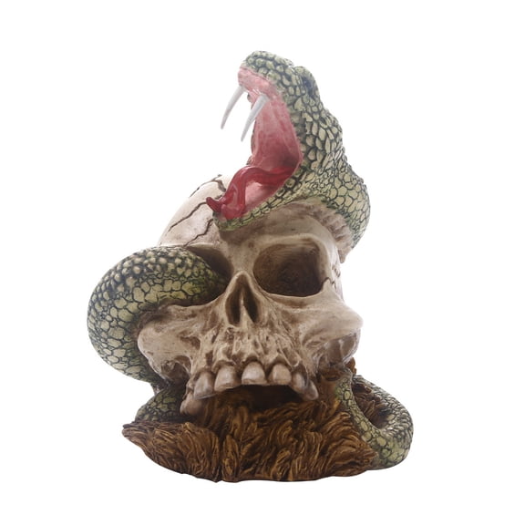 Halloween Skull Figurine Scary Snake Skull Head Creative Resin Skull Craft Ornament Halloween Decoration Prop Horror Statues Skull Skeletons Decoration