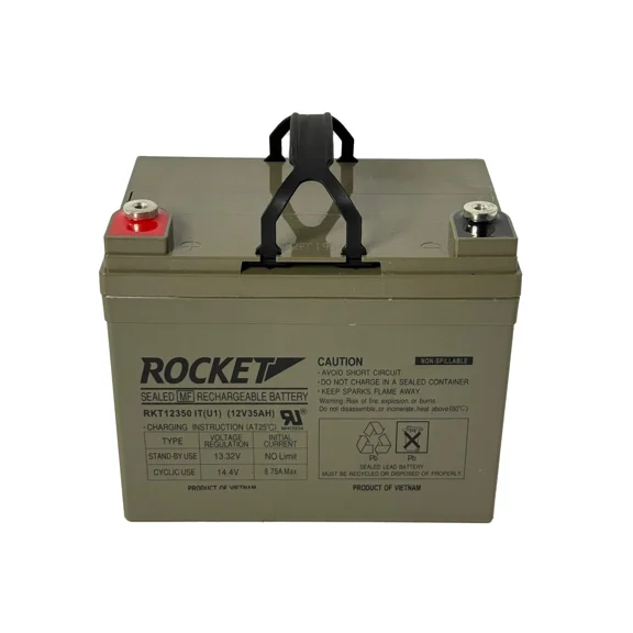 ROCKET RKT12350 IT(U1) 12V 35Ah Sealed Lead Acid (SLA) Rechargeable Battery – IT Terminal – AGM, Maintenance-Free, Backup Power for Mobility, Medical, and UPS Applications