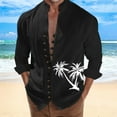 thumbnail image 3 of Camisas Manga Larga Hombre Camisa de manga larga con estampado 3D digital y cuello con botones sueltos para ocio en la playa para hombre (Black, XL), 3 of 4