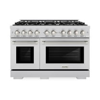 ZLINE 48 in. 6.7 cu. ft. Double Oven Gas Range with 8 Burner Cooktop in Stainless Steel (HGR48)