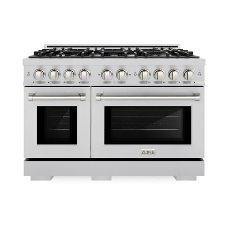 ZLINE 48 in. 6.7 cu. ft. Double Oven Gas Range with 8 Burner Cooktop in Stainless Steel (HGR48)