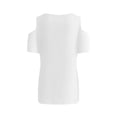 thumbnail image 5 of Wang6 Plus Size Cold Shoulders T Shirts for Women Summer Loose Fit Short Sleeve Tops Causal Crew Neck Solid Tees 0629LiWhite XL, 5 of 5