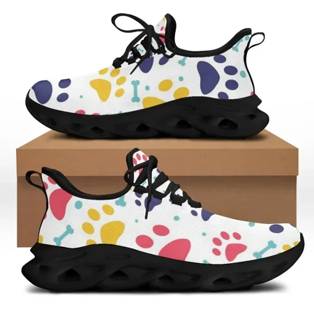 

Cute Pet Footprint Print Women Mesh Swing Sneakers Breathable Lace up Platform Shoes for Ladies Casual Zapatillas