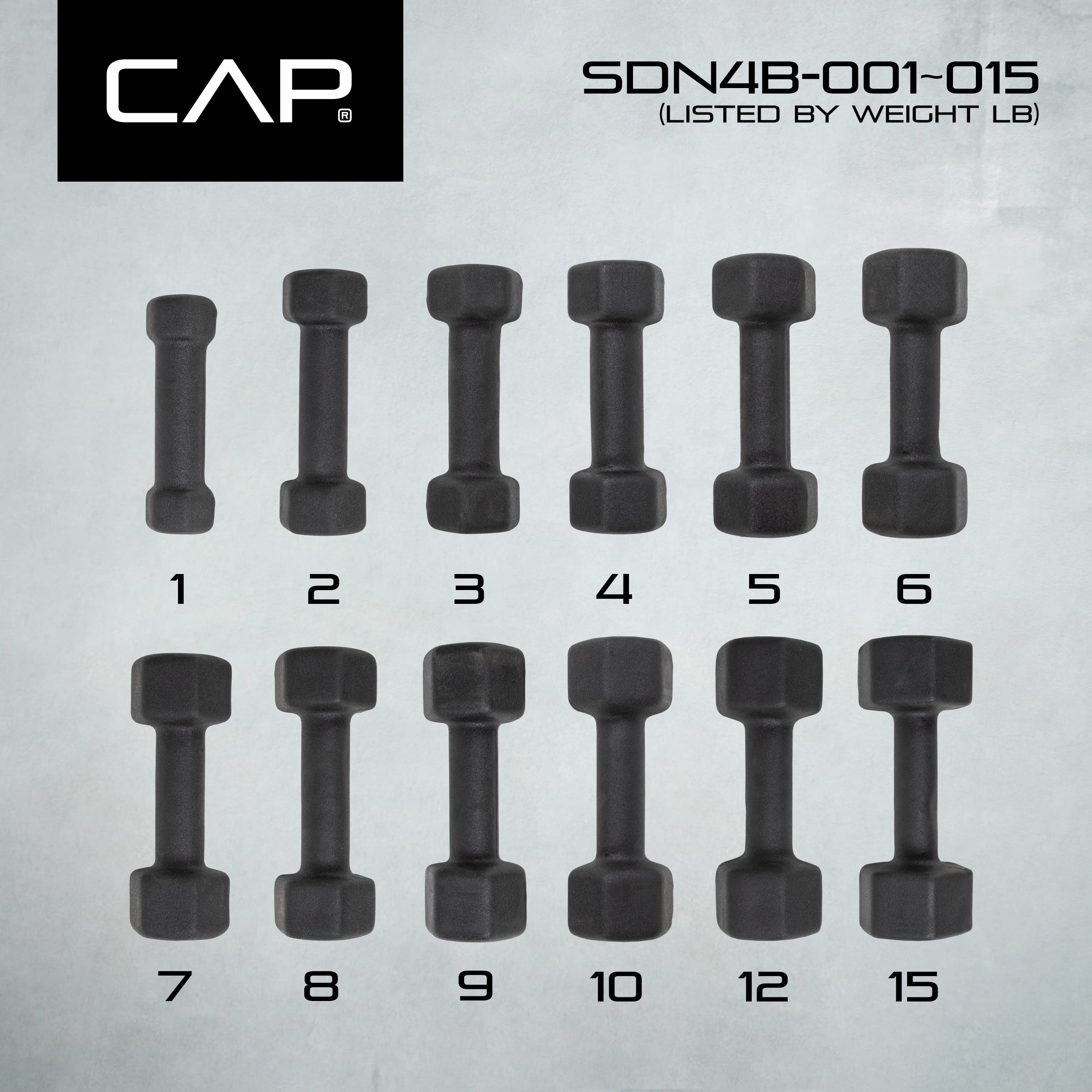 CAP Barbell, 9lb Black Neoprene Dumbbell, Single