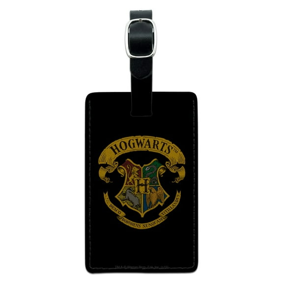 Harry Potter Ilustrated Hogwart's Crest Rectangle Leather Luggage Card Suitcase Carry-On ID Tag