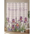 thumbnail image 4 of Shower Curtain Iris Flowers Bathroom Curtains with Hooks, Waterproof Fabric Floral Purple Buffalo Plaid Linen Bath Shower Curtains Set for Bathroom Bathtubs Decor 36x72 Inch, 4 of 8