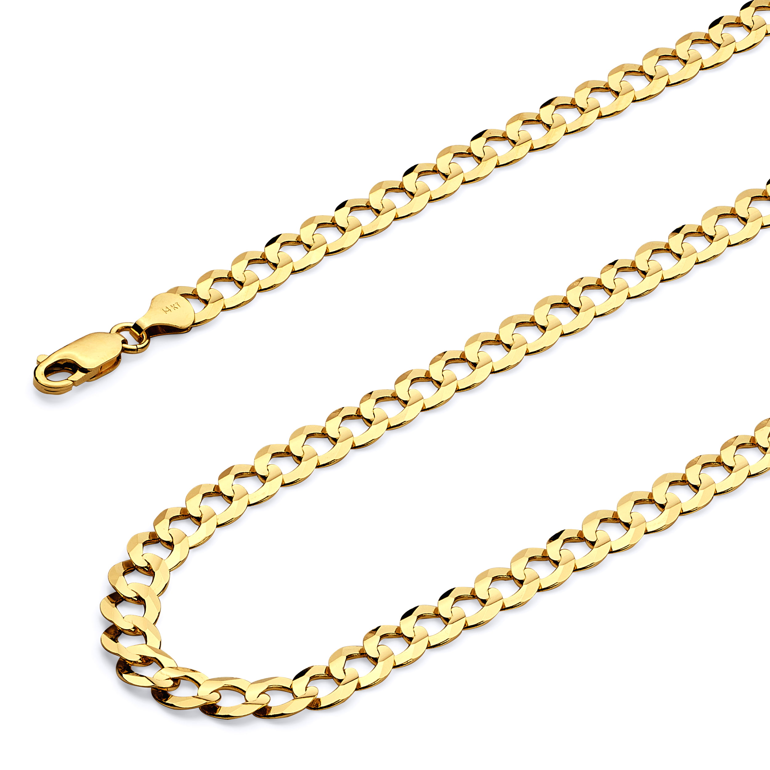 Wellingsale 14k Yellow Gold Polished 3.5mm HOLLOW Mariner Chain Necklace