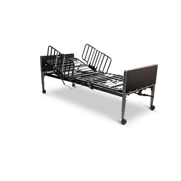 Medacure Lit d'Hôpital et de Soins à Domicile avec Matelas, Lit Électrique de Soins à Domicile à 3 Fonctions, Hauteur de 15 Pouces-23 Pouces, Capacité de 450 lb, Noir/gris avec Matelas de Redistribution Primex.