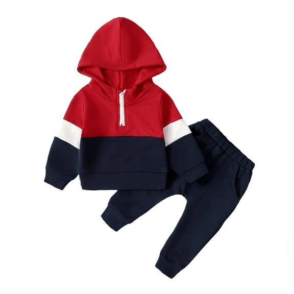 Toddler Baby Boys Clothes 12 Months Boys Outfits 18 Months Boys Long Sleeve Hooded Top Pants 2PCS Fall Winter Clothing Set Blue