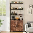 thumbnail image 5 of Hetoy Tall Bar Cabinet - 70.8 Inch Freestanding Wine Rack Industrial Liquor Cabinet with Glass Holder 5 Tier Bakers Rack with Cabinet Large Microwave Stand Wine Cabinet for Kitchen Dining Room, 5 of 8